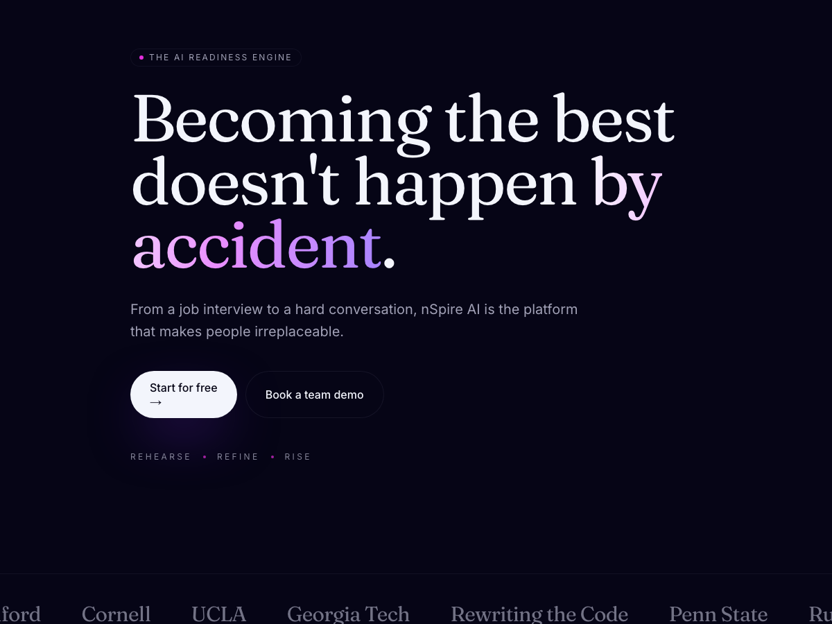 nSpire AI hero — The AI Readiness Engine: becoming the best doesn't happen by accident